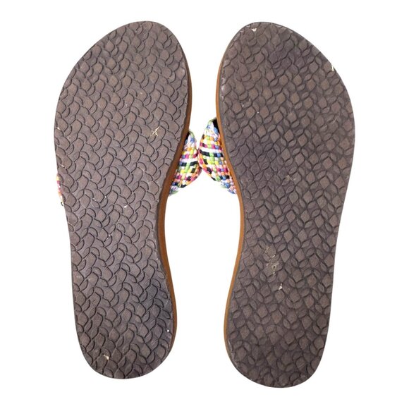 Reef Womens Multicolor Rainbow Leather Braided Strap Flip-Flop Sandals 9.5 READ - Picture 10 of 11